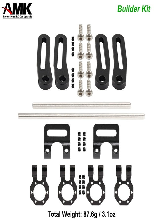 AMK Adjustable 1/10 Scale Bumper Mount Front Rear, Metal Bumper Kit with Modular Fairlead D-Ring Tow Strap for RC Crawler Axial SCX10 Element Enduro Gen7 Gen8 TRX6 TRX4 Upgrades (Black) - Image 3